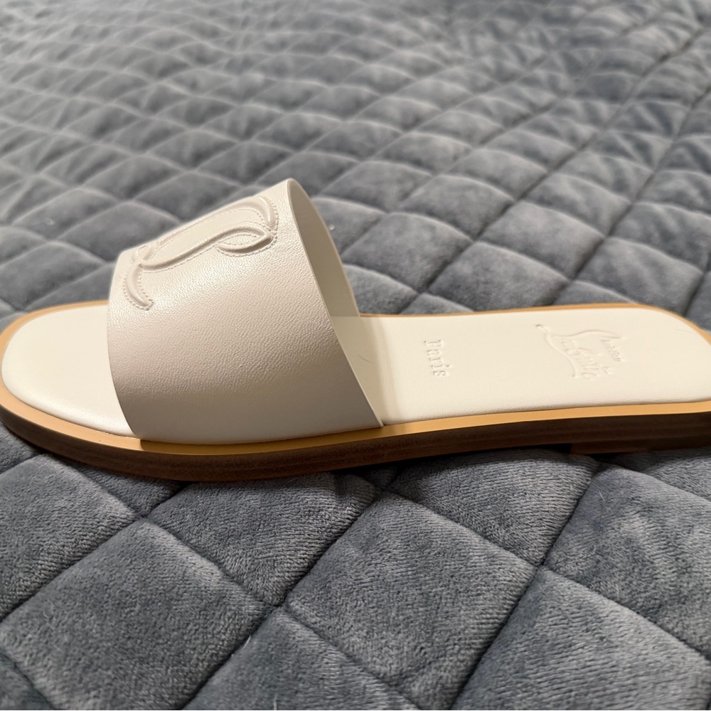 Christian Louboutin White Leather Mule / Slide Sandals - Picture 3 of 7